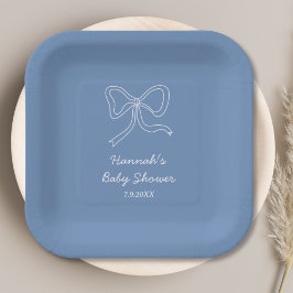 Plato De Papel Placas de papel Baby Shower azul turbias y persona