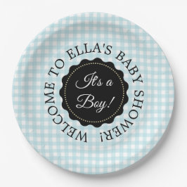 Plato De Papel Placas de papel Baby Shower Blue Chevron