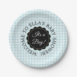 Plato De Papel Placas de papel Baby Shower Blue Chevron
