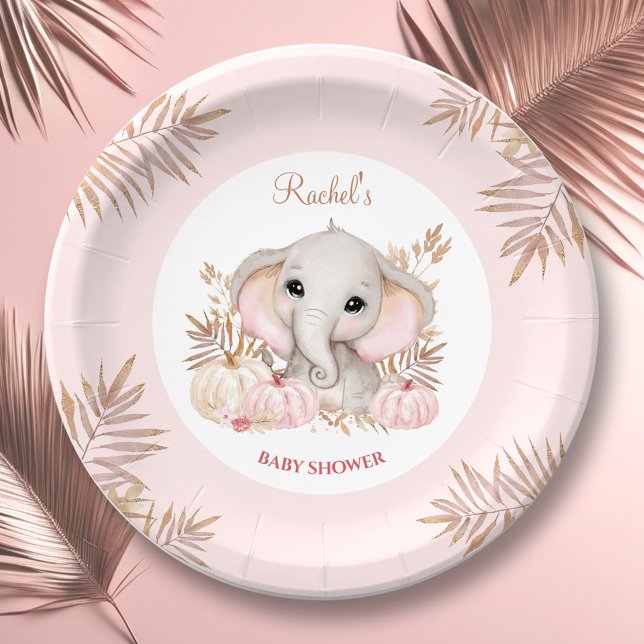 Plato De Papel Placas de papel Baby Shower Chica de otoño (Fall Girl Baby Shower Paper Plates)
