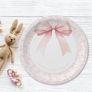 Plato De Papel Placas de papel Baby Shower Chica de tela de arco 