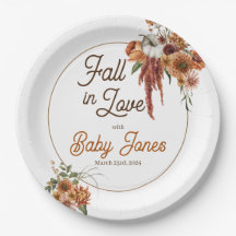 Placas de papel Baby Shower de Boho otoño