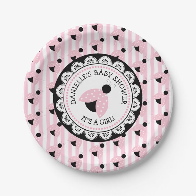 Plato De Papel Placas de papel Baby Shower de bujía rosa personal (Anverso)
