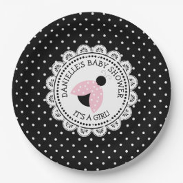 Plato De Papel Placas de papel Baby Shower de bujía rosa personal