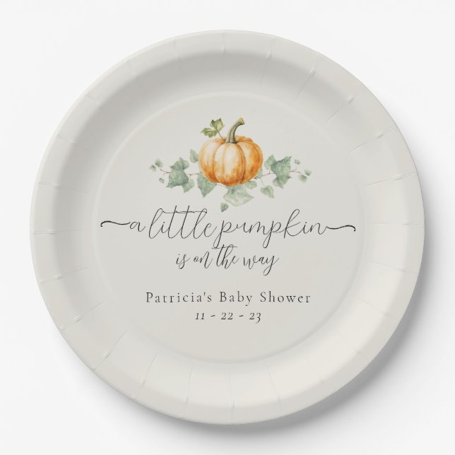 Plato De Papel Placas de papel Baby Shower de calabaza (Anverso)