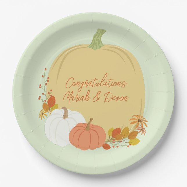 Plato De Papel Placas de papel Baby Shower de calabaza de otoño (Anverso)