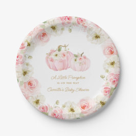 Plato De Papel Placas de papel Baby Shower de calabaza rosa