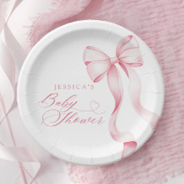 Plato De Papel Placas de papel Baby Shower de cinta rosa