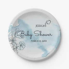 Plato De Papel Placas de papel Baby Shower de color agua