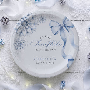 Plato De Papel Placas de papel Baby Shower de copo de nieve azul