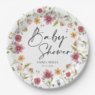 Plato De Papel Placas de papel Baby Shower de flores silvestres