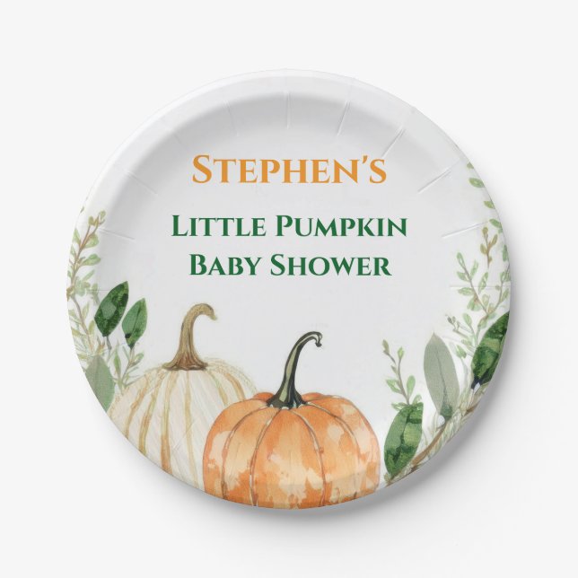Plato De Papel Placas de papel Baby Shower de Halloween (Anverso)