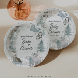 Plato De Papel Placas de papel Baby Shower de invierno para anima