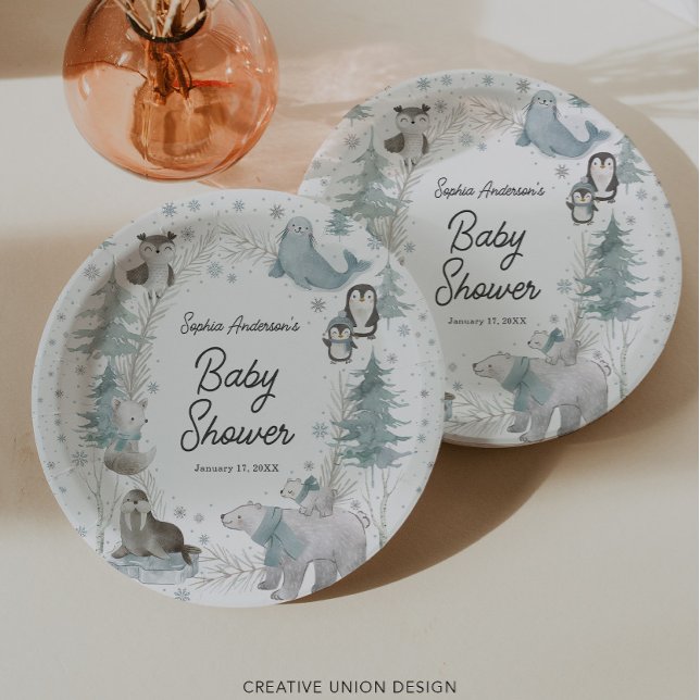 Plato De Papel Placas de papel Baby Shower de invierno para anima (Subido por el creador)