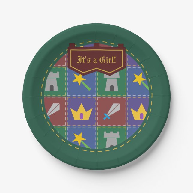 Plato De Papel Placas de papel Baby Shower de la fantasía de uno  (Anverso)