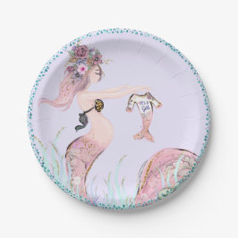 Plato De Papel Placas de papel Baby Shower de Mermaid Mom
