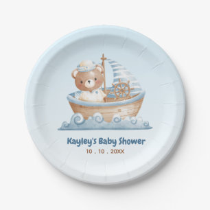 Plato De Papel Placas de papel Baby Shower de Nautical Bear Boy