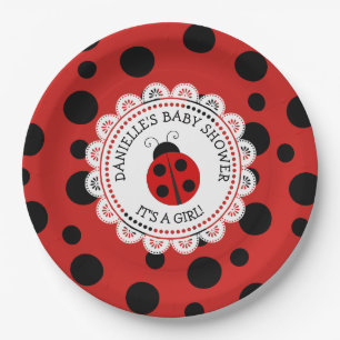 Plato De Papel Placas de papel Baby Shower de Red Ladybug persona