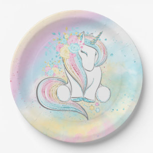 Plato De Papel Placas de papel Baby Shower de Unicorn