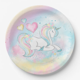 Plato De Papel Placas de papel Baby Shower de Unicorn chica