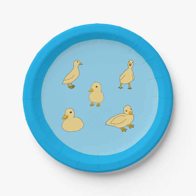 Plato De Papel Placas de papel Baby Shower Ducklings (Anverso)