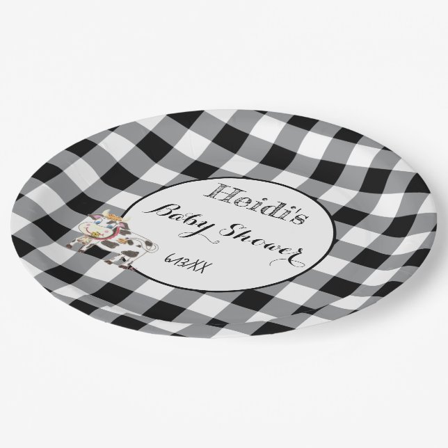 Plato De Papel Placas de papel Baby Shower en blanco y negro con  (Angular)