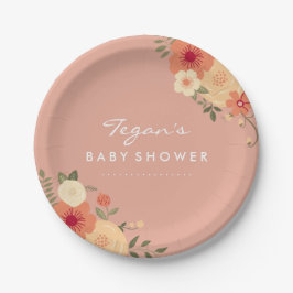 Plato De Papel Placas de papel Baby Shower floral de color Peach