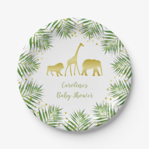 Plato De Papel Placas de papel Baby Shower Gold Safari
