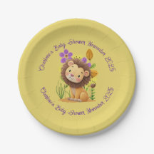 Placas de papel Baby Shower Lion Cub