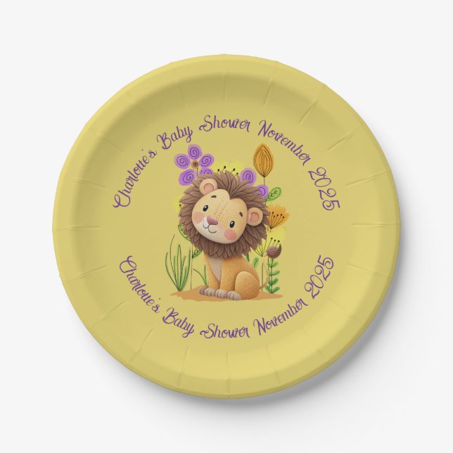 Plato De Papel Placas de papel Baby Shower Lion Cub (Anverso)