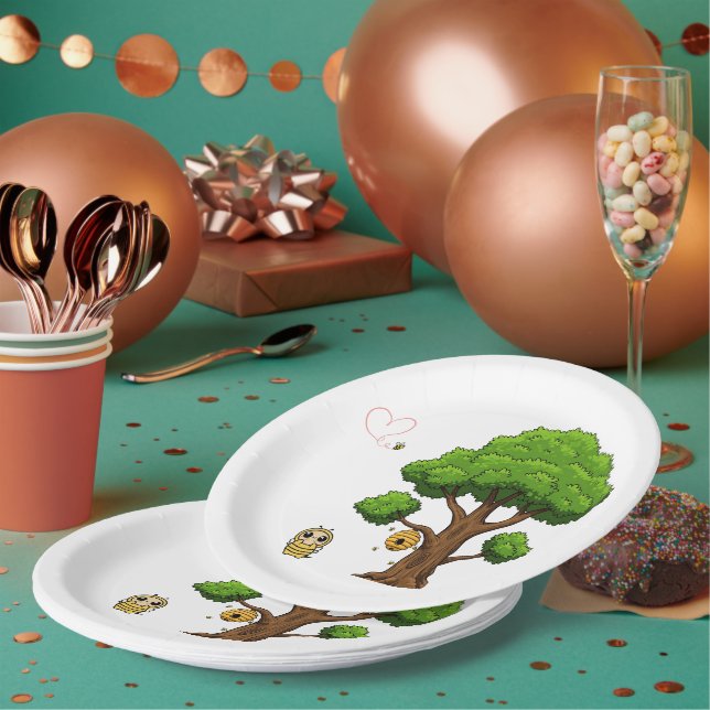 Plato De Papel Placas de papel Baby Shower para abejas (Multi)