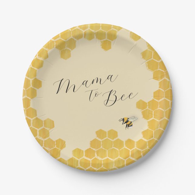 Plato De Papel Placas de papel Baby Shower para abejas (Anverso)