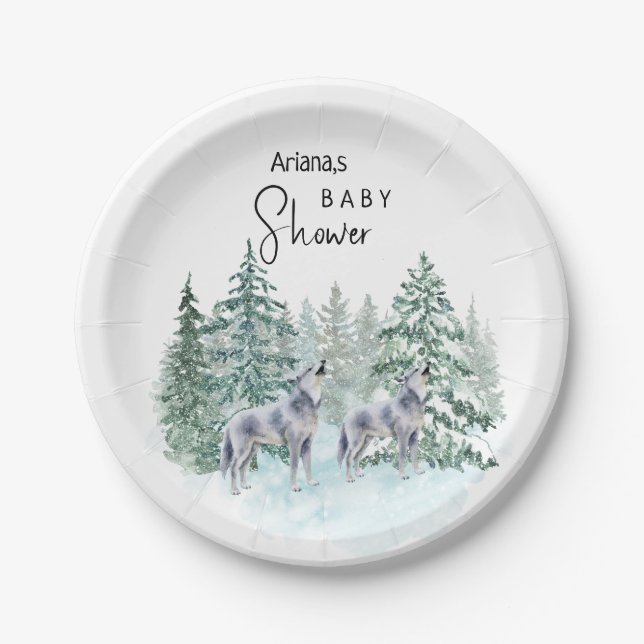 Plato De Papel Placas de papel Baby Shower para animales de bosqu (Anverso)