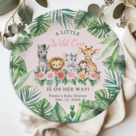 Plato De Papel Placas de papel Baby Shower para Chicas de Safari