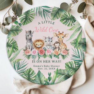 Plato De Papel Placas de papel Baby Shower para Chicas de Safari 