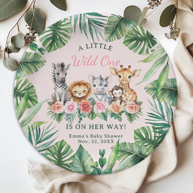 Plato De Papel Placas de papel Baby Shower para Chicas de Safari  (Adorable Paper Plates)