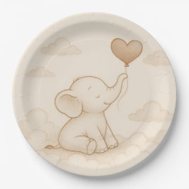 Plato De Papel Placas de papel Baby Shower para elefantes dulces