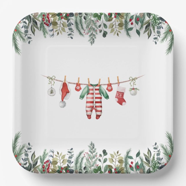 Plato De Papel Placas de papel Baby Shower para invierno (Anverso)