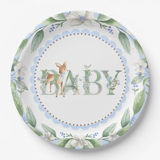 Plato De Papel Placas de papel Baby Shower para los niños Woodlan (Anverso)