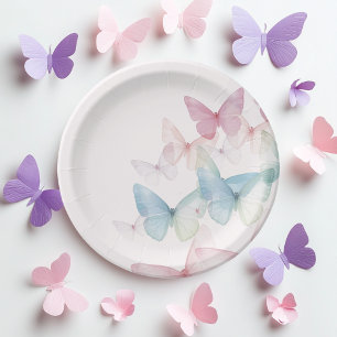 Plato De Papel "Placas de papel Baby Shower para mariposa"