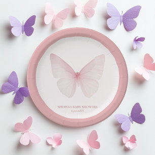 Plato De Papel "Placas de papel Baby Shower para mariposa"