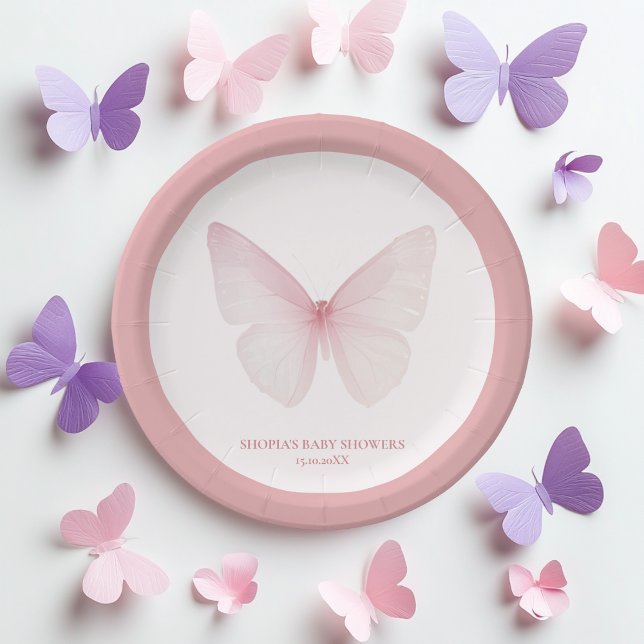 Plato De Papel "Placas de papel Baby Shower para mariposa" (Subido por el creador)