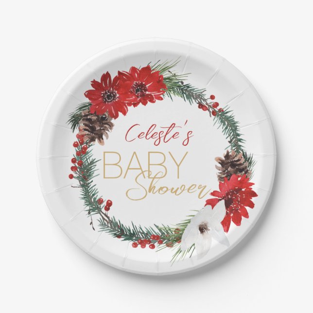 Plato De Papel Placas de papel Baby Shower para Navidades clásico (Anverso)