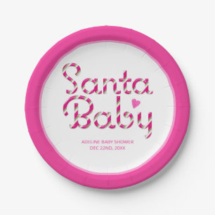 Plato De Papel Placas de papel Baby Shower para Navidades rosados