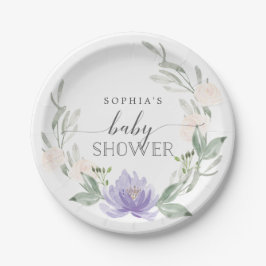 Plato De Papel Placas de papel Baby Shower púrpura Pastel