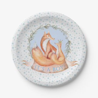 Plato De Papel Placas de papel Baby Shower Woodland Fox para el i