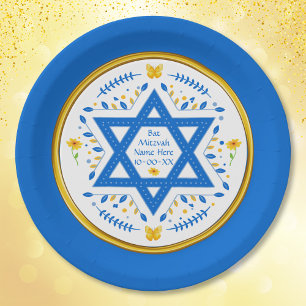 Plato De Papel Placas De Papel Bat Mitzvah. Personalizado