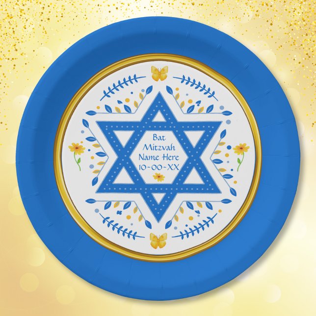 Plato De Papel Placas De Papel Bat Mitzvah. Personalizado (Bat Mitzvah Plates and Napkins. Bat Mitzvah party supplies, Bat Mitzvah party for girls. Bat Mitzvah)