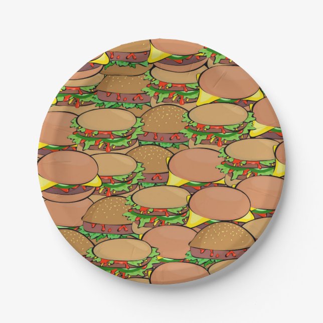 Plato De Papel Placas de papel BBQ Picnic Hamburger (Anverso)