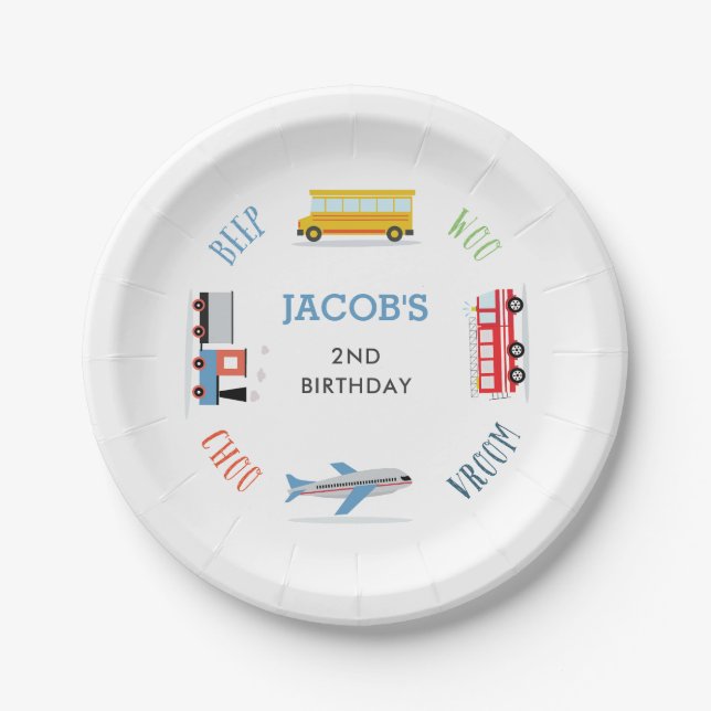 Plato De Papel Placas de papel Beep Vroom Woo Airplane2b (Anverso)